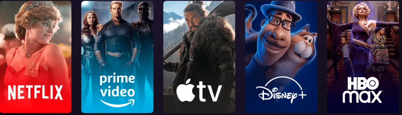 Netflix, Prime Video, Apple TV, Disney+ and HBO Max style content on IPTV